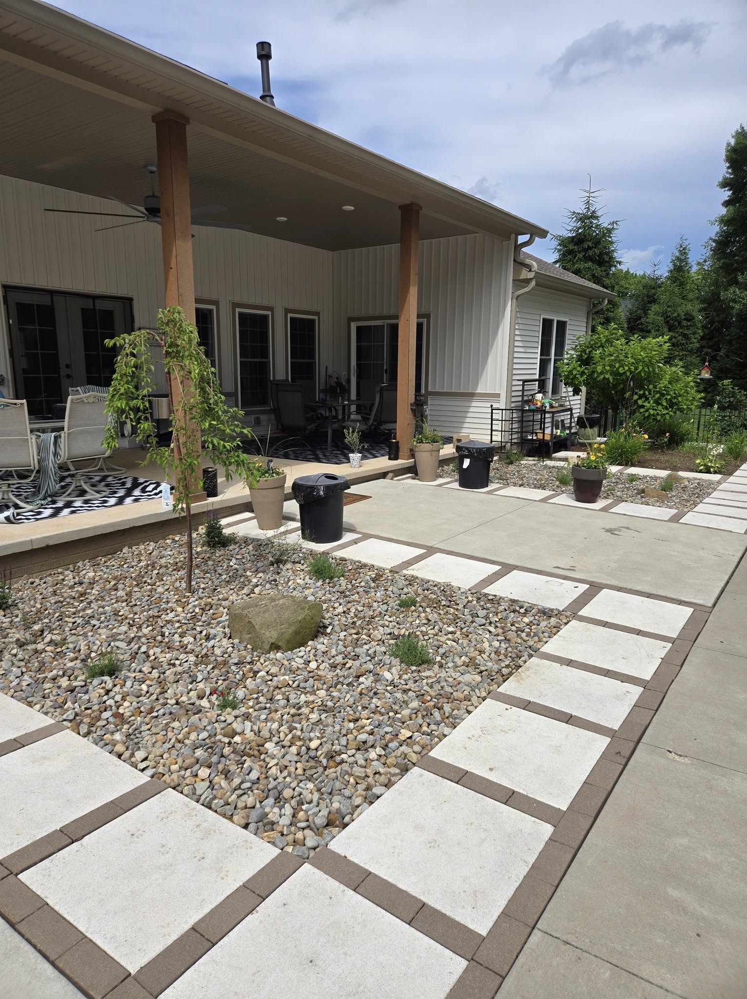 Paver Pathway & Rock Bed